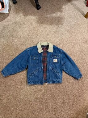 Vintage Blue Denim Jacket with Sherpa Collar